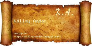 Kállay Andor névjegykártya