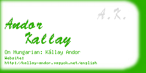 andor kallay business card